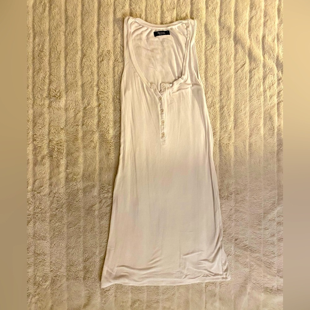 REVOLVE - white ribbed sleeveless button front tank mini dress